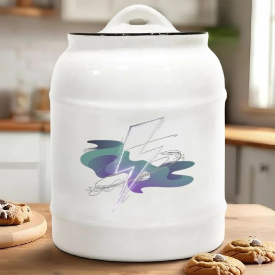 Electric Aurora: Lightning Meets Northern Lights Ceramic Cookie Jars