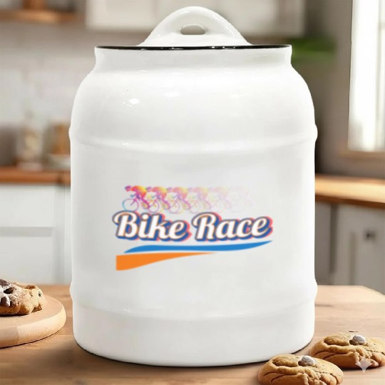 Bike Race special colorful design. Ceramic Cookie Jars