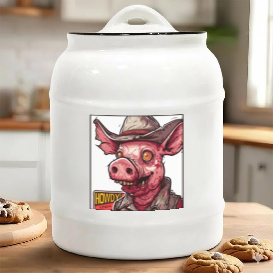 hillbilly redneck zombie cowboy pig Ceramic Cookie Jars