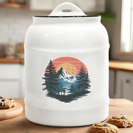 Wildlife Forest Nature Trees Retro Outdoors Ceramic Cookie Jars