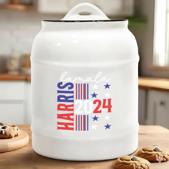 Kamala Harris 2024 For President Campaign US Flag Ceramic Cookie Jars