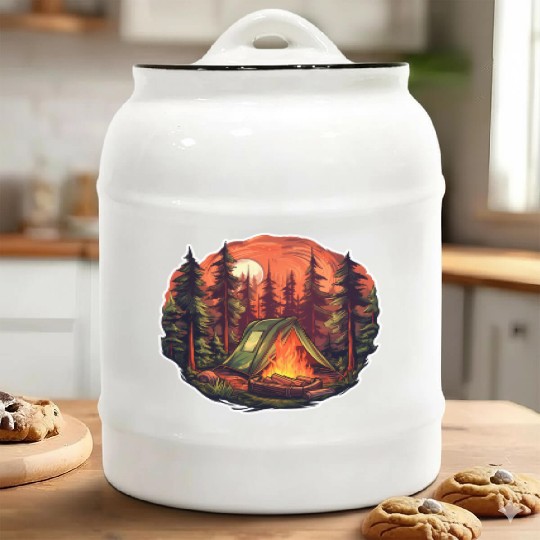 Tents Forest Nature Camping Ceramic Cookie Jars
