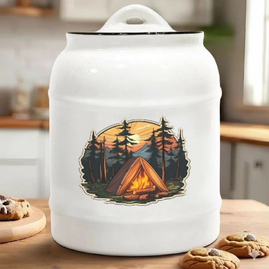 Tents Forest Nature Camping Ceramic Cookie Jars