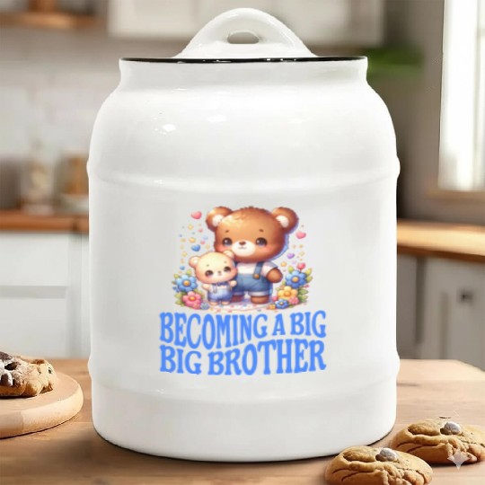 Soon I'll Be A Big Brother Cute Teddy Bears Ceramic Cookie Jars