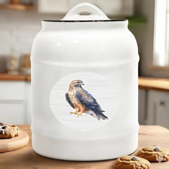 Hawk Watercolor Drawing Ceramic Cookie Jars