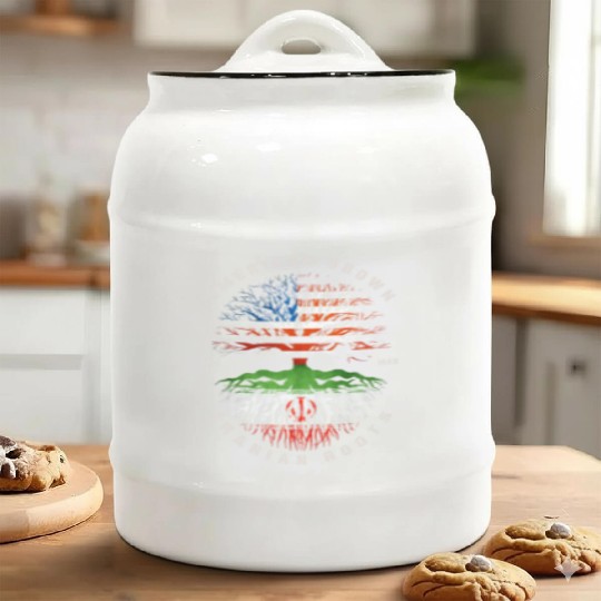American Grown Iranian Roots Iran Flag Ceramic Cookie Jars
