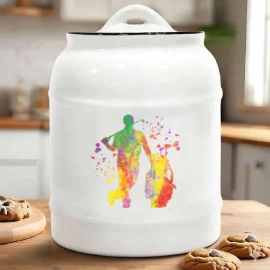 Golfer Colorsplash Kids Miniature Golf Ceramic Cookie Jars