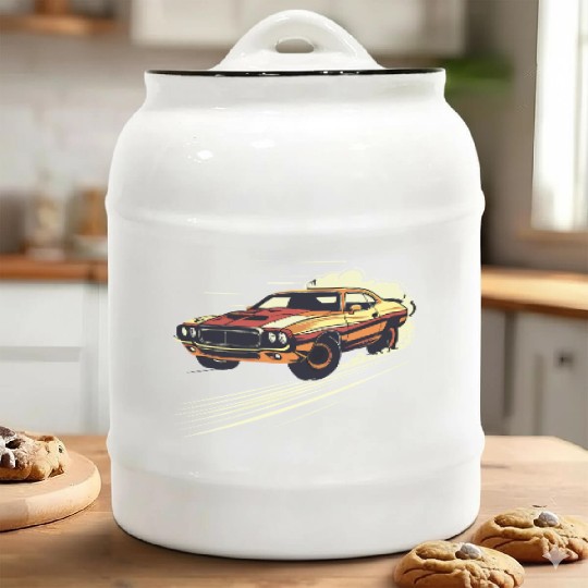 Classic Muscle Car in Action Ceramic Cookie Jars