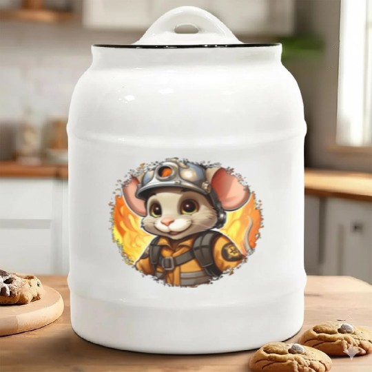 Mouse Firefighter Ceramic Cookie Jars
