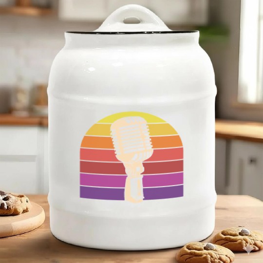 Vintage Microphone Retro Sunset Ceramic Cookie Jars
