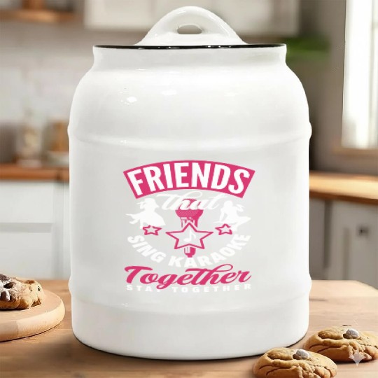 Friends Who Sing Karaoke Stay Together Ceramic Cookie Jars