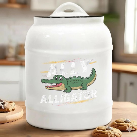Funny Reptile Pride Month LGBT Ally Cute Alligator Ceramic Cookie Jars