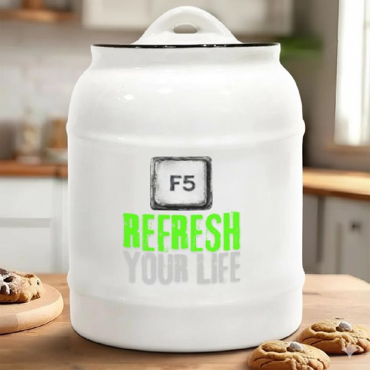 Computer Keyboard F5 Refresh Your Life Ceramic Cookie Jars