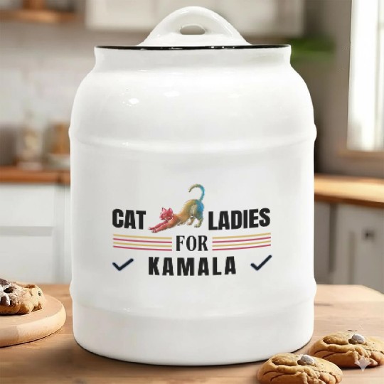 Cat Ladies For Kamala Harris, US 2024 Elections Ceramic Cookie Jars