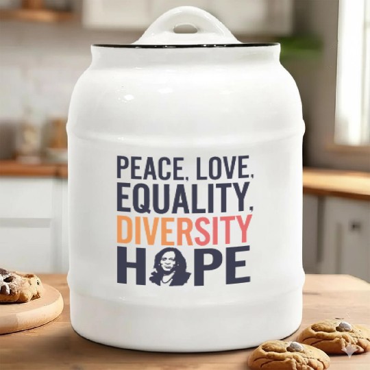 Kamala Harris Tim Walz 2024 Peace. Ceramic Cookie Jars