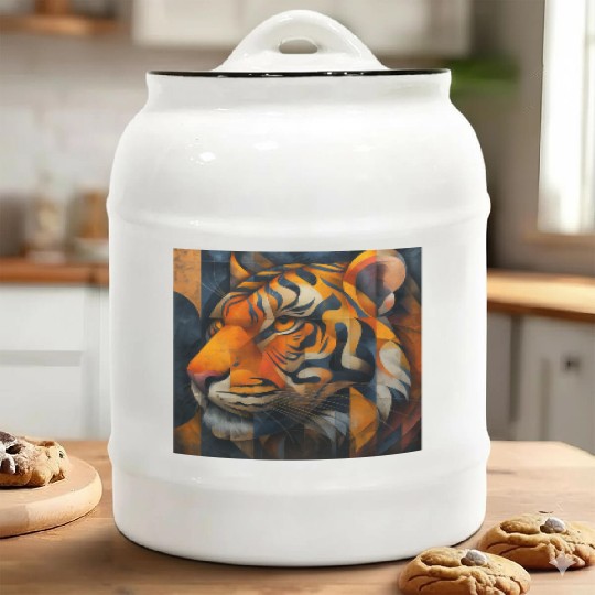 Cubist Tiger Ceramic Cookie Jars