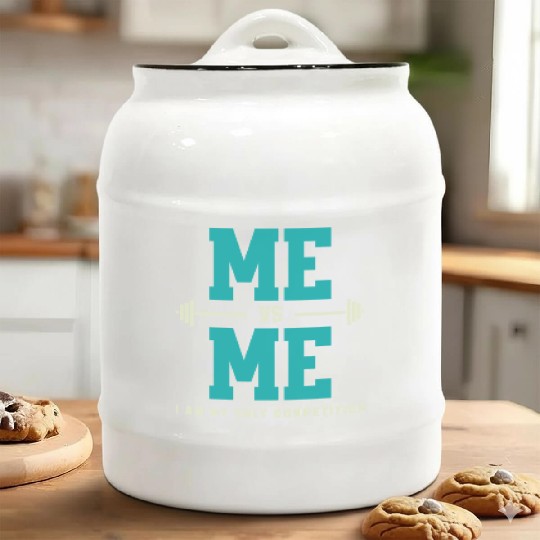Me vs Me I Am My Only Competition Workout Saying Ceramic Cookie Jars
