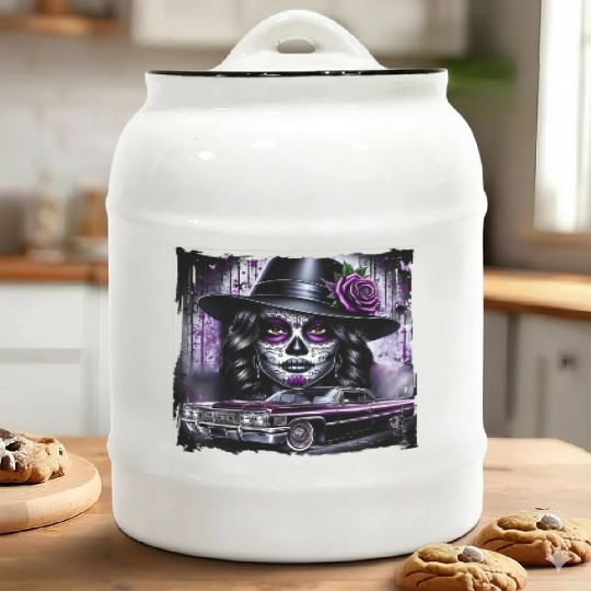 lowrider catrina Sugar skull Ceramic Cookie Jars