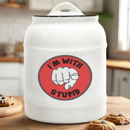 I'm With Stupid Ceramic Cookie Jars