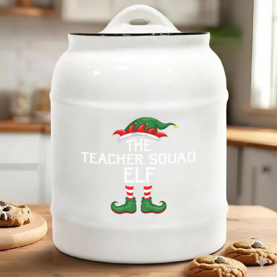 The Teacher Squad Elf Christmas Ceramic Cookie Jars