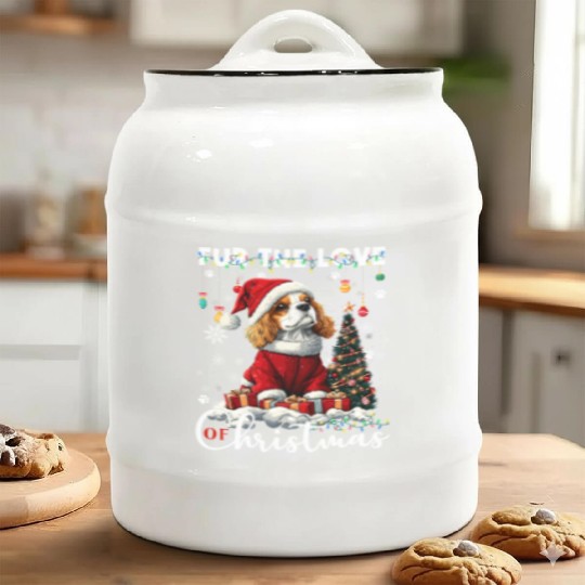 Cavalier King Charles Spaniel Christmas Tree Dog Ceramic Cookie Jars