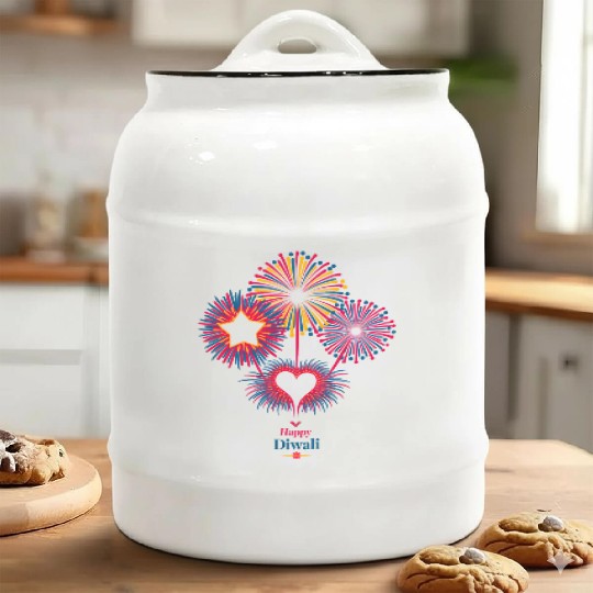 Fireworks for Diwali Celebration Ceramic Cookie Jars
