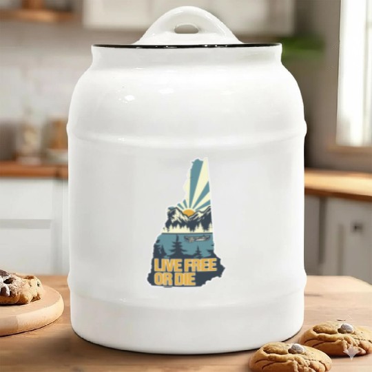 Live Free or Die Retro New Hampshire Nature Ceramic Cookie Jars
