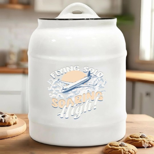 First Solo Flight Pilot Flying Solo Soaring High Ceramic Cookie Jars