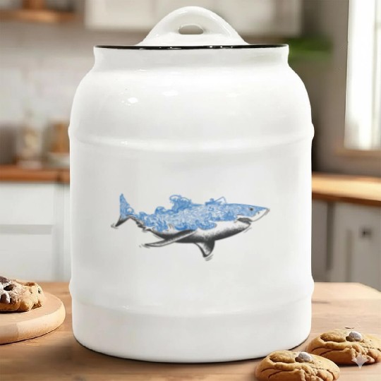 Shark Ocean Lover Design Ceramic Cookie Jars
