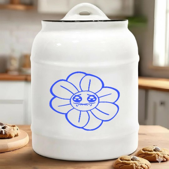 Sweet Flower Sad Face Weeping Spring Summer Crying Ceramic Cookie Jars