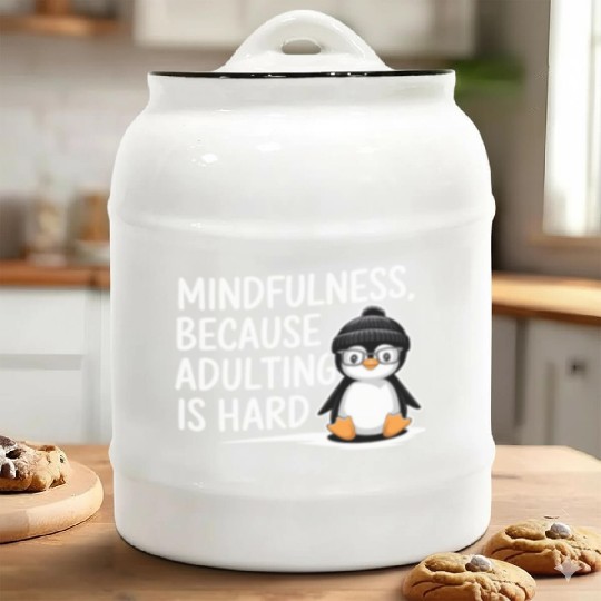 Mindfulness Because Adulting Is Hard Ceramic Cookie Jars