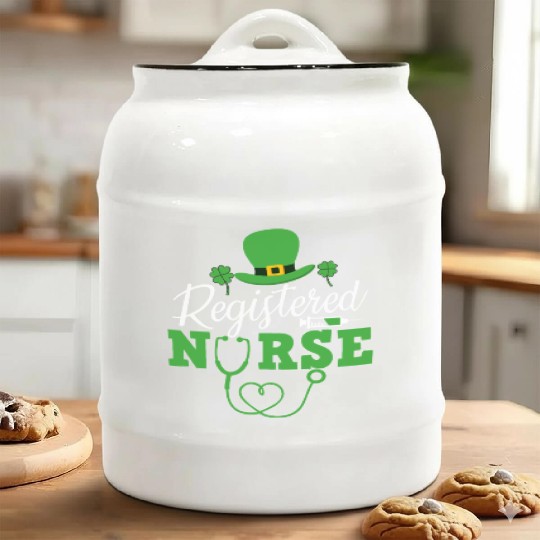 Registered Nurse St Patricks day Shamrock Nursing Ceramic Cookie Jars