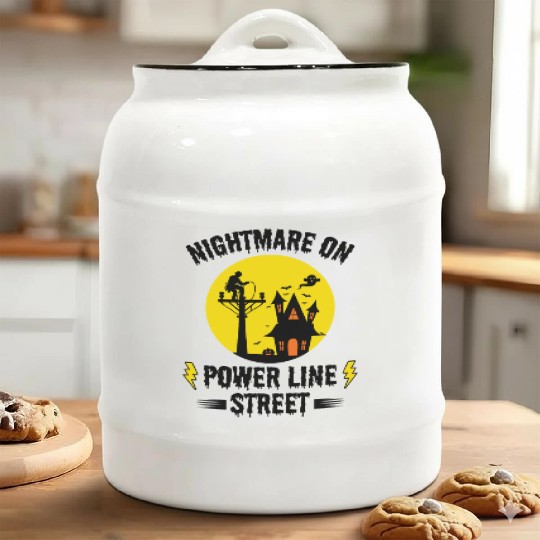 Nightmare on Power Line Street – Lineman Halloween Ceramic Cookie Jars