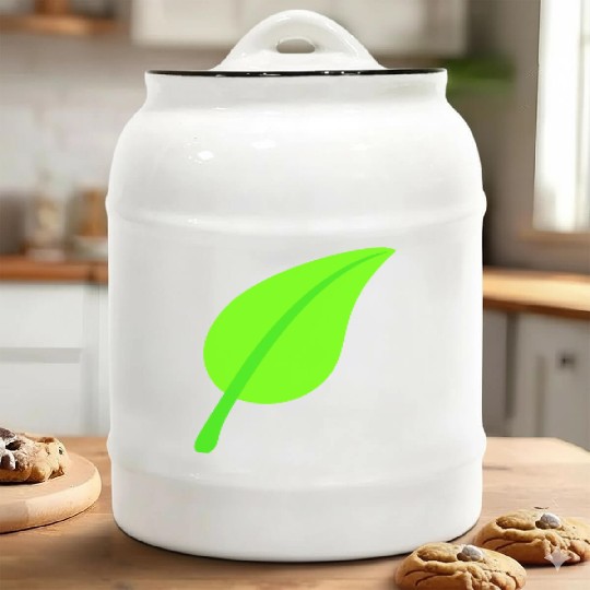 Green Beautiful Leaf Eco Spring Summer Cool Nature Ceramic Cookie Jars