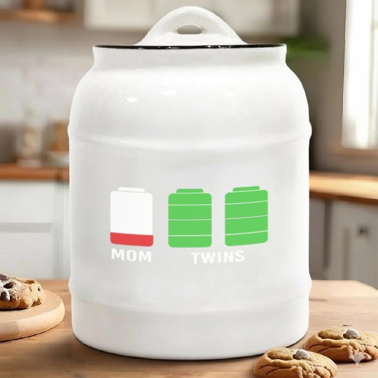 Funny Birthday Mama Twin Mom Low Battery Ceramic Cookie Jars