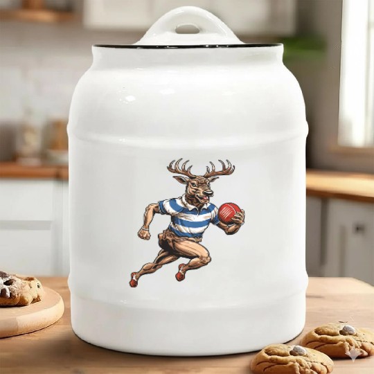 Deer rugby player Ceramic Cookie Jars
