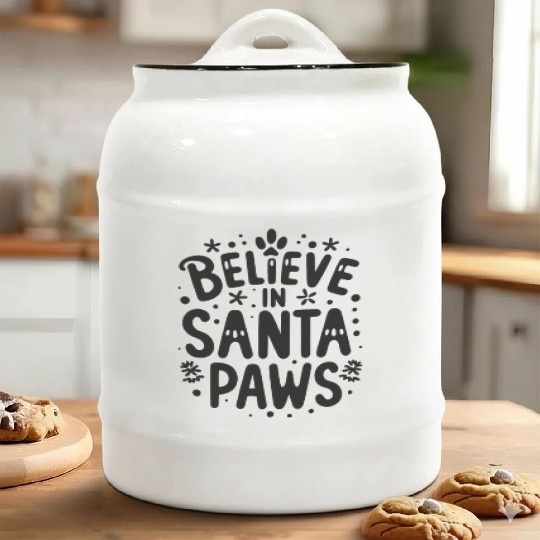 Believe in Santa Paws Ceramic Cookie Jars