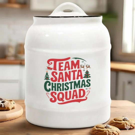 Team Santa Christmas Squad Festive Holiday party Ceramic Cookie Jars
