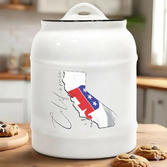 Republican Flag in California State Map CA Ceramic Cookie Jars