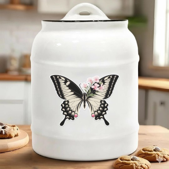 Elegant Butterfly Floral Ceramic Cookie Jars