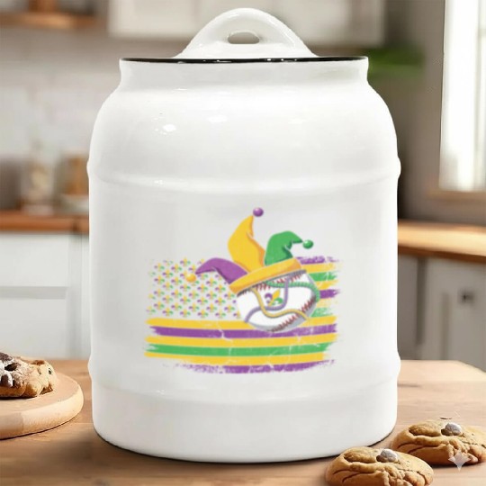 American Flag Beads Festival Parade Mardi Gras Ceramic Cookie Jars