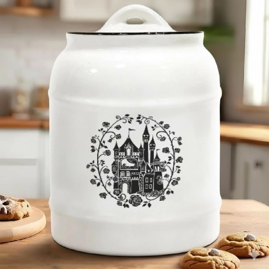 Sleeping beauty roses Castle Ceramic Cookie Jars