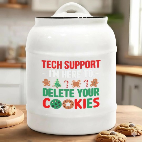 Tech Support Christmas Cookies Women Men Funny Ceramic Cookie Jars