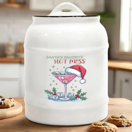 Santa Favorite Hot Mess, Merry Christmas Ceramic Cookie Jars