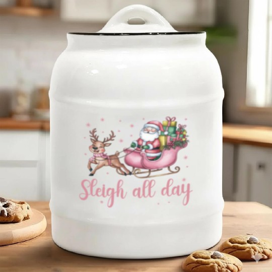 Sleigh All Day, Merry Christmas, Christmas Cute Ceramic Cookie Jars