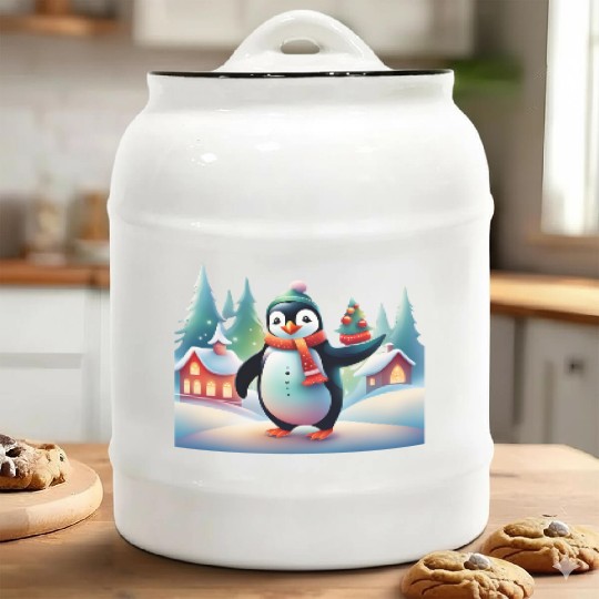 Christmas Merry Christmas For Gift Penguin Snowman Ceramic Cookie Jars