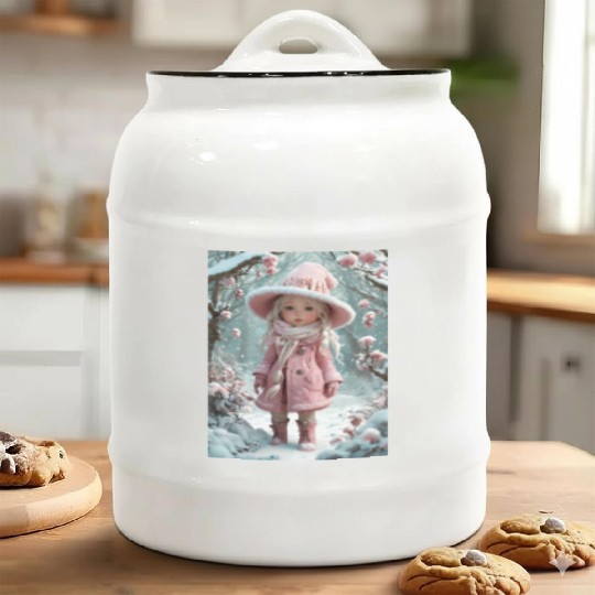 Full body of a realistic sweetness baby chibi girl Ceramic Cookie Jars