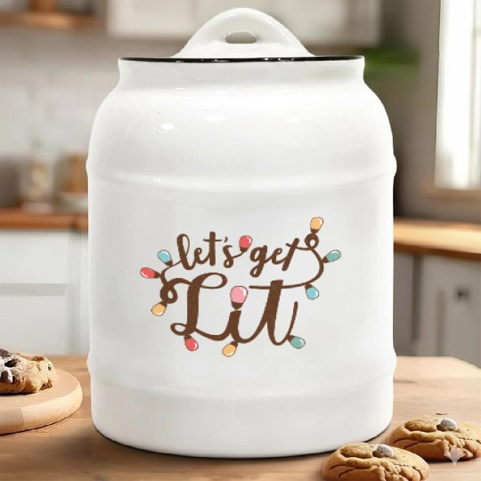 Lets Get Lit, Merry Christmas Ceramic Cookie Jars