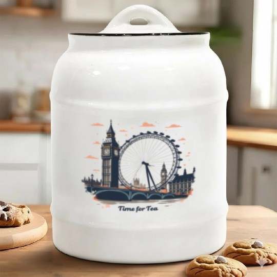 London Landmarks Time for Tea Ceramic Cookie Jars
