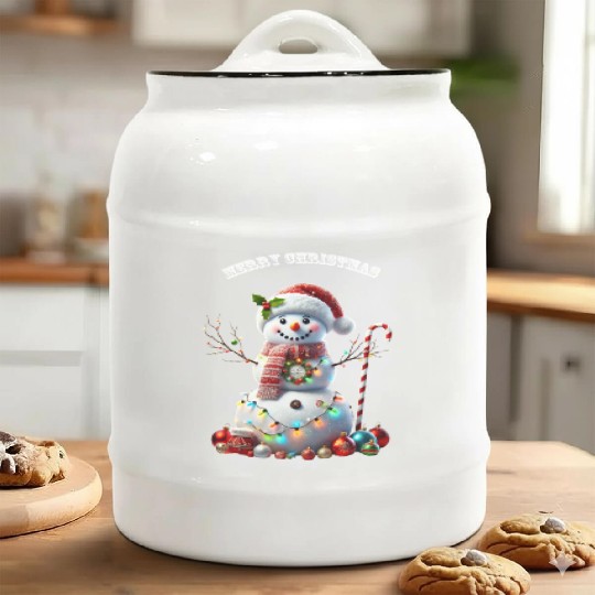 Christmas Holiday Snowman with Decorations URM Ceramic Cookie Jars